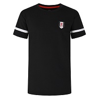 Black Large New Fulham FC Official Men's Club Cotton Script T-Shirt 