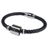 Black Leather Colour Stripe Crest Bracelet