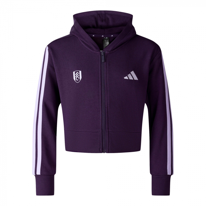 Junior Girls 3 Stripe Full Zip Cropped Hoody 